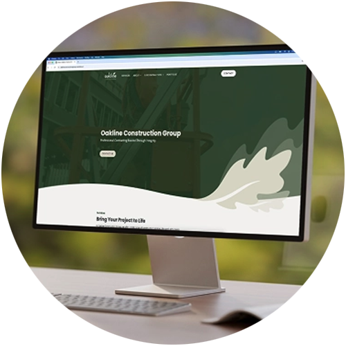 Oakline Construction website design on iMac