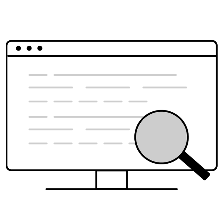 Magnifying glass over a computer monitor
