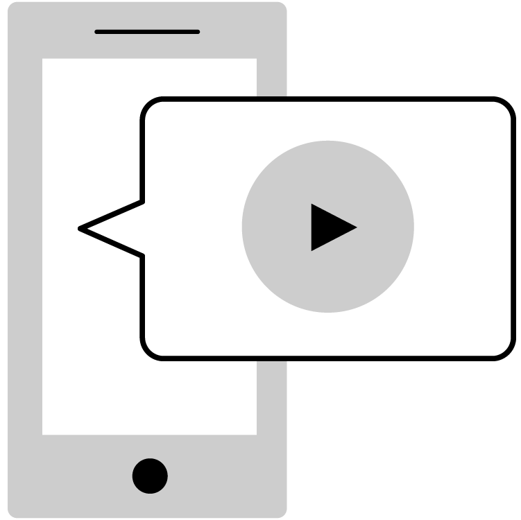 A video bubble popping out of a mobile device