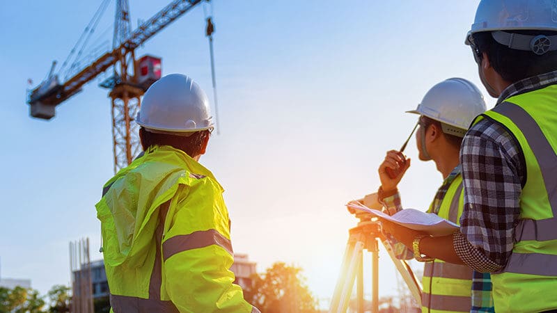 Group of construction workers on a site