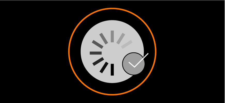loading screen with checkmark, signifying fast loading speed