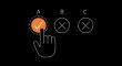 pointed hand selecting from A, B and C