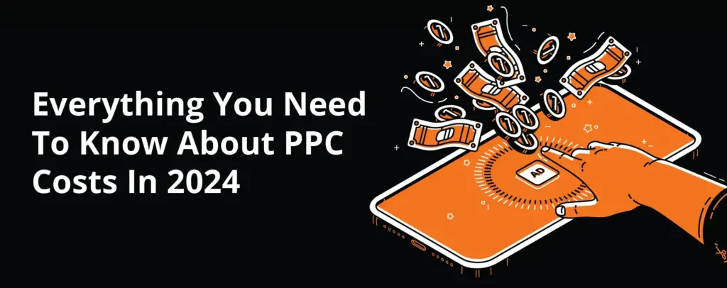 ppc ad graphic with a finger clicking and dollars