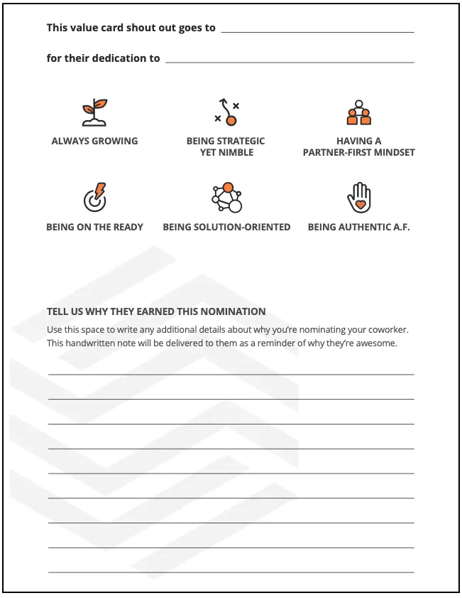 TG Value Card example