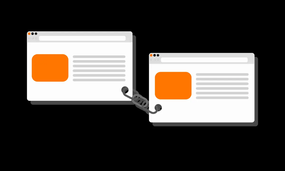 a cartoon web pages linked to another cartoon web page 