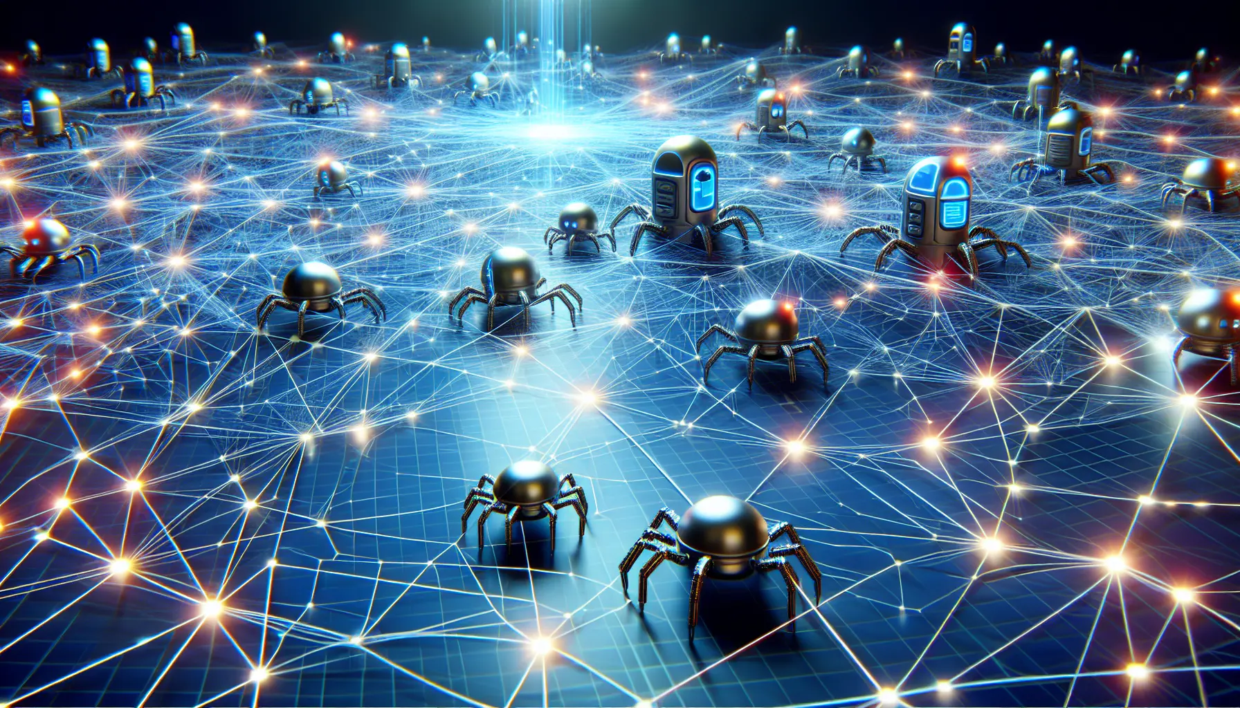spiders with a network background