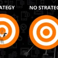 Two targets side by side. One says Strategy and the other says No Strategy. The Strategy target is full of arrows while the No Strategy target has none.