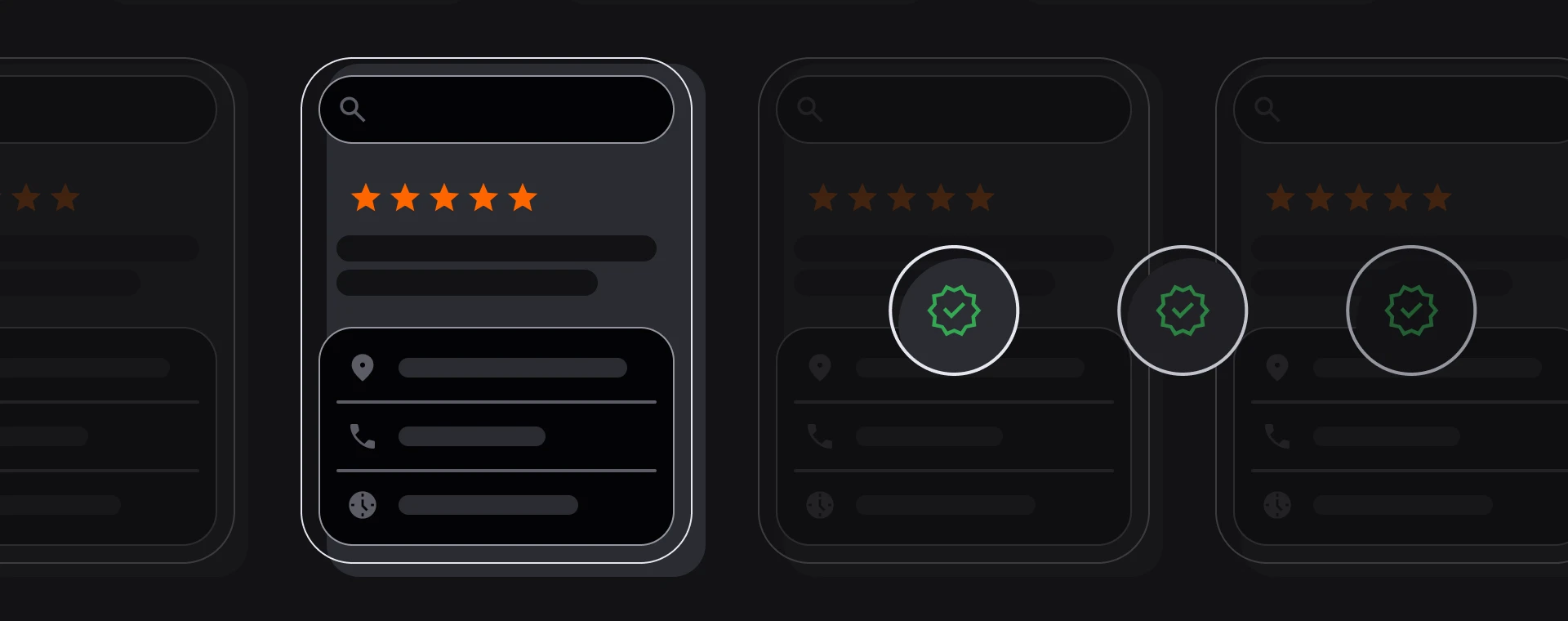 A Google Business Profile box hovering next to a serious of green check marks.