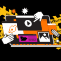 A laptop in front of Under Construction tape