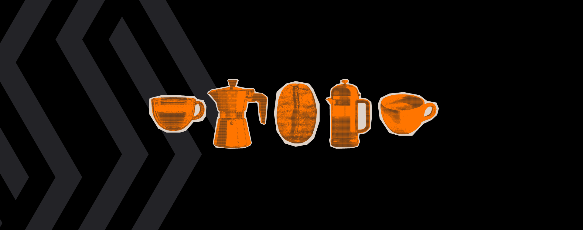A series of different coffee pots in TG orange
