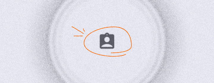 A profile icon circled in orange pen