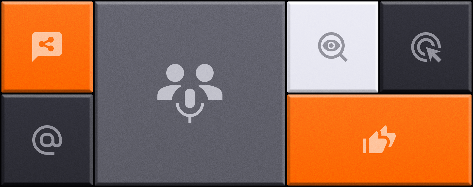 Tiles showing the different visual examples of marketing ideas for lawyers