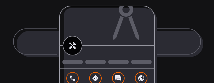 Stylized illustration of a Google Business Profile interface with a dark theme. 