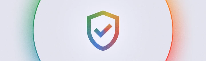 Gradient-colored shield icon with a checkmark symbolizing trust, safety, and content credibility.