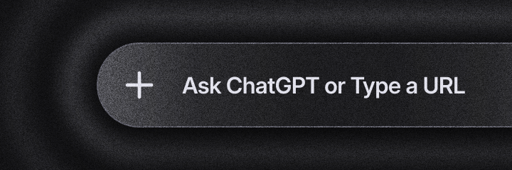 A search bar interface with the text “Ask ChatGPT or Type a URL” displayed on a dark background.