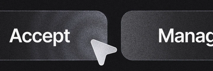 Cursor hovering over an “Accept” cookie consent button beside a “Manage” option.