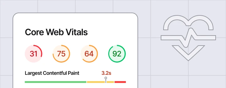 Core Web Vitals performance dashboard showing Largest Contentful Paint and page speed scores