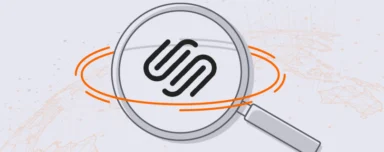 Magnifying glass with Squarespace logo within it