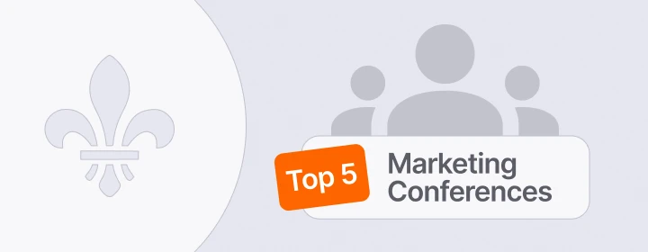 Top five St. Louis marketing conferences graphic featuring a fleur-de-lis and audience icon.