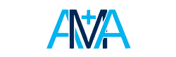 Blue AMA logo with a plus sign between the N and V on a transparent background.