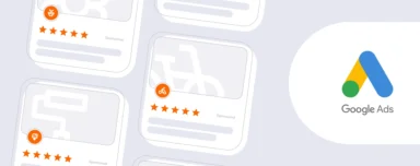 Google Ads graphic showing sponsored local service ads for home service businesses with five-star ratings.